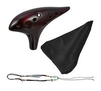 TOYANDONA 12-hole Alto c Ceramic Ocarina Flute Red Brown with Straw Smoke Finish Portable Beginner Introductory Musical Instrument for Music Practice