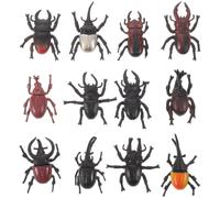 TOYANDONA 12 Realistic Beetle Models, Mini Insect Figures | Plastic insect figures for Halloween, science lessons, Halloween, fairy gardens and for