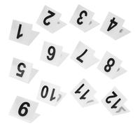 TOYANDONA 12pcs Acrylic Table Number Markers with Black Numbers on White Base V-shaped Double-sided Crime Scene Signs for Detective Party and Werewolf Game Accessories