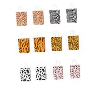 TOYANDONA 12pcs Animal Print Bag Paper Pouch Cartoon Packing Bag for Party Supplies Dino Leopard Patterns Occasions