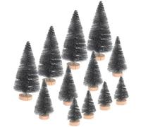 TOYANDONA 12pcs Black Mini Halloween Decorative Trees Set with 4.5cm, 6.5cm, 8.5cm Sizes - Artificial Pine Craft Trees for Halloween Village, Party Favors, and DIY Home Décor