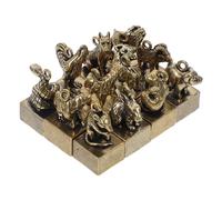 TOYANDONA 12pcs Brass Zodiac Figurines Keychain Pendants Collection with Chinese Year Animals Desktop Decor Retro Style Brass Craft for Home and Office