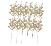 TOYANDONA 12pcs Christmas Artificial Glitter Berry Stems Snow and Gold for Wreaths, DIY Floral Decorations, Christmas Tree Picks for Holiday Home Decor