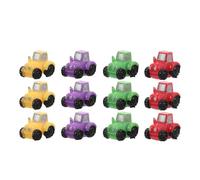 TOYANDONA 12pcs Dollhouse Farm Tractor Models Colorful Mini Resin Tractor Figurines for Tabletop and Micro Landscape Farm Scene Ornaments
