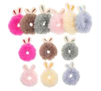 TOYANDONA 12pcs Fluffy Bunny Ear Hair Ties Girls Hair Accessories Ponytail Holders Boy Girl Bands Fuzzy Clips