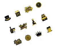 TOYANDONA 12pcs Glitter Year Cake Picks Lightweight Cake Ornaments for Cupcakes Fruit Party Supplies Indoor Outdoor Decoration