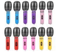 TOYANDONA 12pcs Inflatable Microphone Toys, 9. 8 inch Blow up Microphone Pretend Play Prop Inflatable s for Kids Adults Party Decorations Supplies (Random Color)