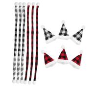 TOYANDONA 12pcs Mini Christmas Hat and Classic Plaid Scarf Set for DIY Crafts Festive Ornaments for Snowman Dolls Bottles Holiday Decoration