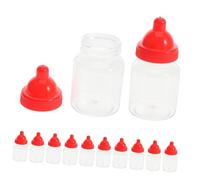TOYANDONA 12pcs Mini Fillable Bottles for Shower Treat Boxes Transparent Small Plastic Candy Containers with One Red Caps Stylish Party Favor Decorations for Newborn Celebration