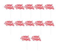 TOYANDONA 12pcs Red Glitter Merry Christmas Cupcake Topper Xmas Cake Topper Fruit Picks Desert Picks Christmas Cake Decoration