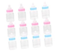 TOYANDONA 12pcs Shower Mini Feeding Bottles Transparent Cartoon Nursing Bottles for Party Favors Blue and Pink Decorative Candy Containers for Newborn Celebration Gift Boxes