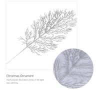 TOYANDONA 12PCS Silver Glitter Artificial Christmas Leaves Ornaments for Xmas Tree Decoration, Imitation Leaves Window Display Holiday Decor for Mall and Hotel