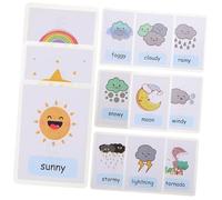 TOYANDONA 12Pcs Weather Cognition Flash Cards for Educational Learning with Bright Cartoon Design Double-sided English Words Teaching Cognition Cards for Students