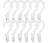 TOYANDONA 12pcs White Laundry Clips with Hooks, Multipurpose Clothes Pegs for Socks, Bras, Towels, Boot Hangers, Suitable for Drying Rack and Closet Organization