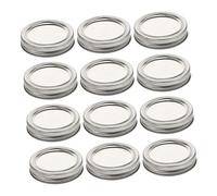 TOYANDONA 12pcs Wide Mouth Mason Jar Lids Silver Tinplate Sealing Covers Reusable Canning Caps with Leak-resistant Rings for Storage and Travel
