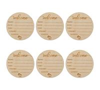 TOYANDONA 12pcs Wooden Name Signs Newborn Boy Girl Announcement Cards Photo Props for Shower Key Event Signs Monthly Countdown Natural Material