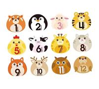 TOYANDONA 12sheets Animal Design Twelve Monthly Stickers Milestone Self-Adhesive Decals for Newborn Belly Stickers for Boy Girl Growth Charts and Milestone Photos