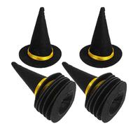 TOYANDONA 14pcs Mini Felt Witch Hats Black for Halloween Wine Bottle Toppers Doll Headwear and Miniature Craft Supplies Party Decorations