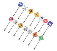 TOYANDONA 14pcs Mini Traffic Road Signs for Sand Table Model Construction Realistic Simulation Indicators for DIY Micro Landscape Decoration