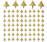 TOYANDONA 150pcs Christmas Ornament Caps Replacement Hangers Caps Plastic Xmas Ornament Tops for Christmas Tree Porcelain Ceramic Glass DIY Craft Supplies 1.5cm Golden