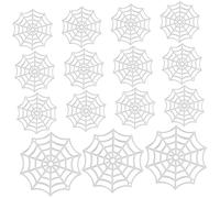 TOYANDONA 150pcs Halloween Plastic Spider Web Decor Accessories Glow the Dark Party Props for Haunted House Garden Wall Fireplace Decorations