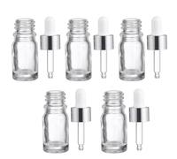 TOYANDONA 15pcs 5ml Glass Dropper Bottle Dispenser Set with Silver Ring and White Rubber Bulb, Empty Essential Oil Container for Aromatherapy and Travel Use