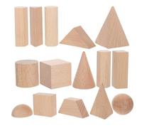 TOYANDONA 15pcs Natural Beechwood Shape Building for Preschool Math Learning Safe Easy to Grasp for Creative Play and Early Education