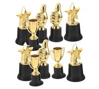 TOYANDONA 15pcs Small Gold Star Thumb Up Trophies Mini Plastic Award Cups for Classroom Rewards Soccer Sports Prizes Party Favors with Crown Design