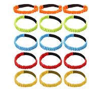 TOYANDONA 15Pcs Three-Legged Race Bands Set, Colorful Elastic Leg Ties for Outdoor Birthday Party, Field Day and Backyard Team Relay Games, Red Yellow Blue Green Orange Leg Bands for Fun
