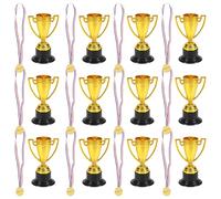 TOYANDONA 16 Pack Plastic Trophy & Medals Awards Set, Mini Trophies Bulk, Mini Winner Award Trophies for Sport Ceremony, Competitions, Football, Dance, Party Rewards, Birthday