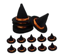 TOYANDONA 16PCS Mini Black Felt Witch Hat Bottle Covers for Halloween Party Favors Secure Toppers for Wine Bottles DIY Craft Accessories