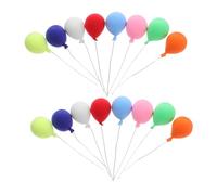 TOYANDONA 16PCS Mini Colorful Balloon Cake Picks for Dollhouse Decoration Realistic Round Miniature Balloons Easy to Install Accessories for Birthday Wedding Fairy Garden and Party Use