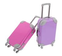 TOYANDONA 18-inch Doll Rolling Bag and Mini Trolley Case for Kids, Hard Shell Doll Travel Suitcase with Wheels, 2pcs Pink Light Purple Pretend Play Accessories Set for Girls