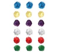 TOYANDONA 18Pcs Cat Pom Pom Balls Glitter Tinsel Mini Ball 5Cm Soft Interactive Pet Playthings for Indoor Cat Exercise and Entertainment Random Color Random Color