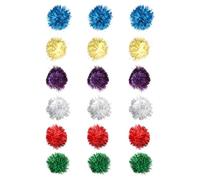 TOYANDONA 18pcs Glitter Tinsel Pom Pom Balls Cat Toy 5cm Interactive Play Supplies for Kittens and Adult Cats Indoor Entertainment Random Color