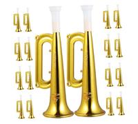 TOYANDONA 18pcs Golden Plastic Trumpet Noise Makers for Portable Stadium Horns for Sports Events Concerts Birthday Parties Ergonomic Cheerleading Horns with Construction