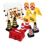 TOYANDONA 18Pcs Miniature Street Road Signs Playset Educational Traffic Signs for Hands Learning Awareness Construction Theme Mini Roadblocks
