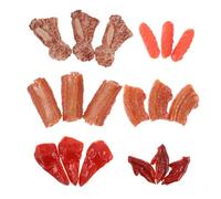 TOYANDONA 18pcs Realistic Meat Prop Food Models for Photography and DIY Crafts Lifelike Plastic Simulated Food with Chicken Feet Pork Belly Sausages for Teaching Home Decor Restaurant