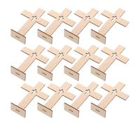 TOYANDONA 18Pcs Unfinished Wooden Crosses for Crafts and Church Baptism Decor, Standing Tabletop Wood Cross Centerpieces for Christian Christening and Communion Party