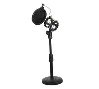 TOYANDONA 1Pc Adjustable Desktop Mic Stand with Non Slip Base Detachable Microphone Clip Filter for Home Stage Use Durable and Practical Design Black