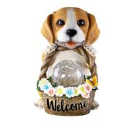 TOYANDONA 1Pc Solar Powered Dog Basket Decorative Ornament for Garden Durable Resin Night Glowing Art Outdoor Adornment for Lawn and Home Decor