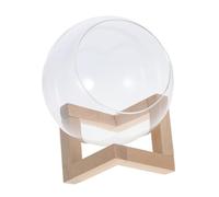 TOYANDONA 1pc Tabletop Glass Terrarium Wooden Stand Hydroponic Plant Propagation Station for Bonsai Plants and Wedding Decor Diameter Elegant Indoor Decoration