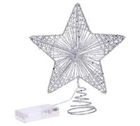 TOYANDONA 1Pcs Christmas Tree Star Topper,Christmas LED Light Up Tree Topper Decoration for Party Home Decor(Silver)