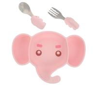 TOYANDONA 1set Feeding Silicone Bowl Fork and Spoon Cartoon for Weaning and Introducing Solids Easy to Clean Capacity for Toddlers