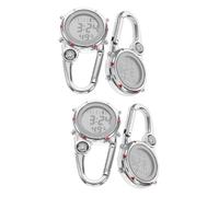 TOYANDONA 1set Mini Carabiner Pocket Watch for Outdoor Activities Quartz Watch with Alarm Calendar Stylish Red Design for Travel Adventure 2pcs