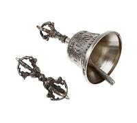 TOYANDONA 1set Portable Copper Buddha Bell Vajra Bell for Meditation Craft Unique Carved Pattern Suitable for Ancestral Temples and Living Rooms