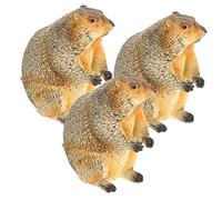 TOYANDONA 1set Small Groundhog Figurine Realistic Wildlife Animal Model Cute Table Decor for Home and Cognitive for Early Learning for Friends and Family 3pcs