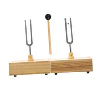 TOYANDONA 1set Wood Base Metal Tuning Fork with Hammer for Acoustic Experiments Sound Tuning Fork for Meditation Yoga and Healing Vibrations