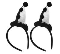 TOYANDONA 2 Pack Clown Hat Headband - Black & White Hairband for Carnival, Halloween Costume Accessories, Circus Themed Fancy Dress Headwear for Kids Adults, Mardi Gras, Cosplay Party Favors