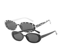 TOYANDONA 2 Pairs Stylish UV Protection Sunglasses for Women Oval Small Frame Cow Print Black Full Gray Lenses Lightweight Eyeglasses for Party Travel Driving Outdoor Activities
